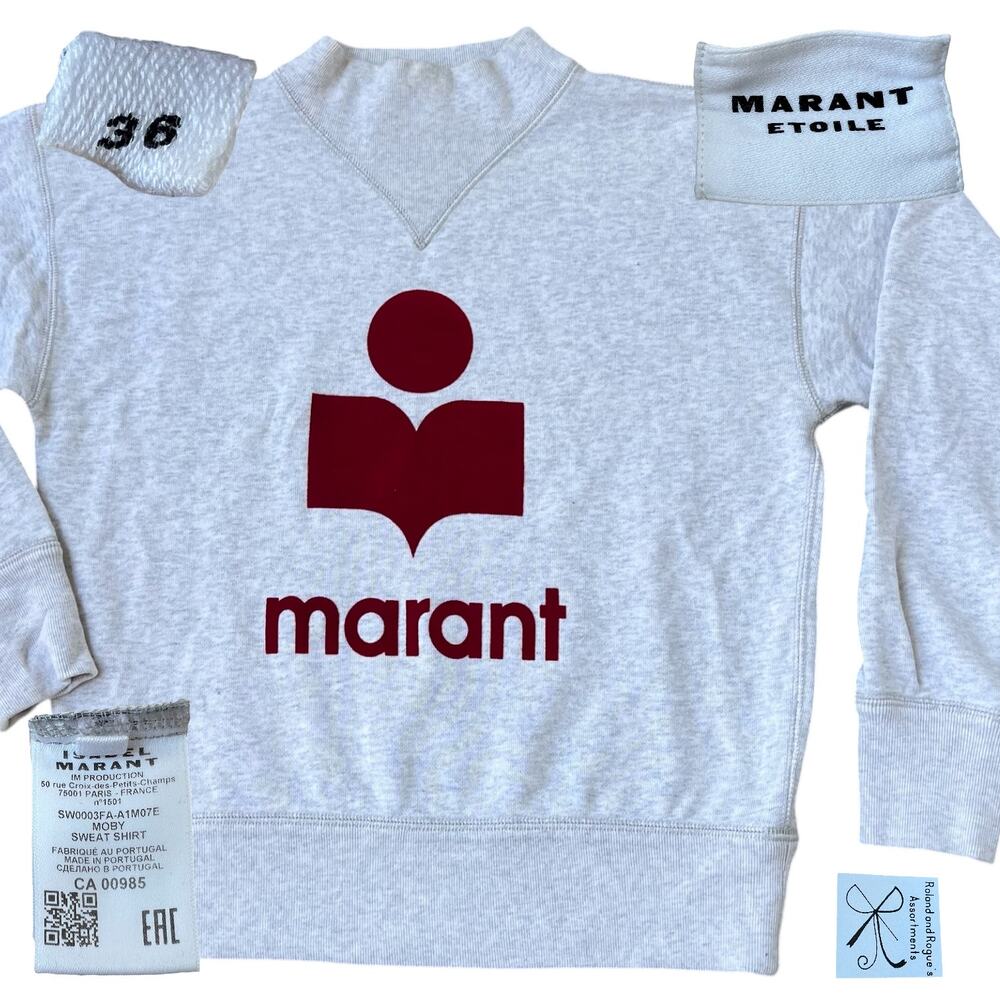 Marant Etoile Cottonblend Moby Mockneck Sweat Shirt Sz 36